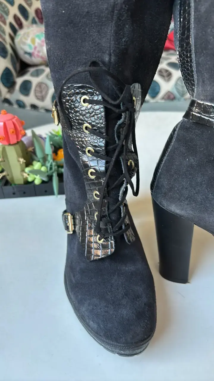 Botas ALDO negras de tacón alto con cordones - 3