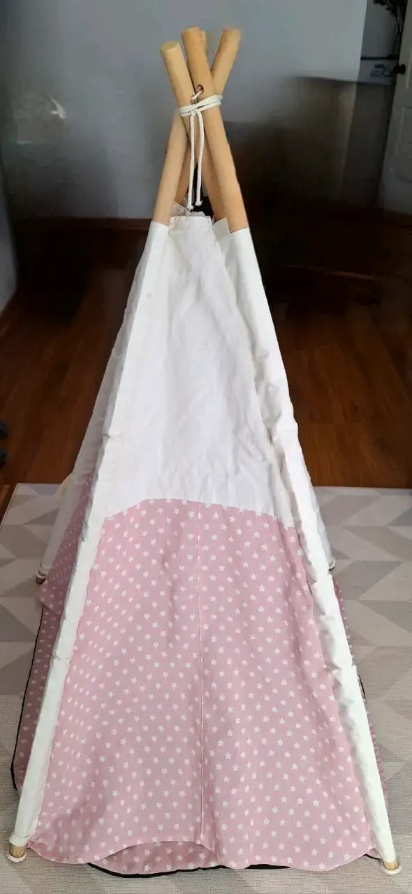 Tienda tipi infantil rosa con estrellas - 2