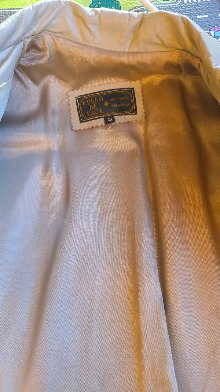Chaqueta de cuero beige para mujer - 2
