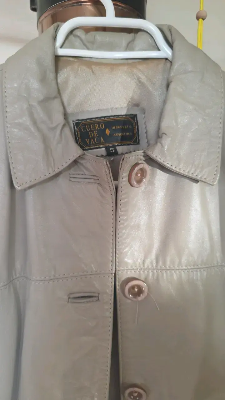 Chaqueta de cuero beige para mujer - 5