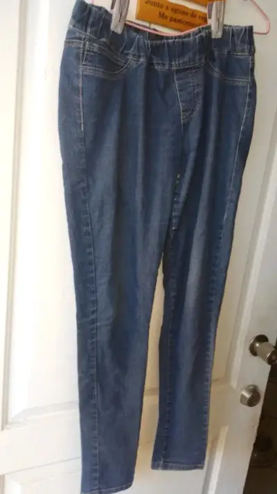 Jeans de mujer azul con cintura elástica - miniatura 1