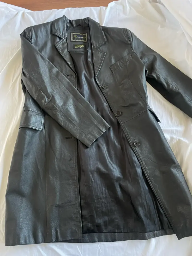 Abrigo de cuero negro Rossano talla M - 1