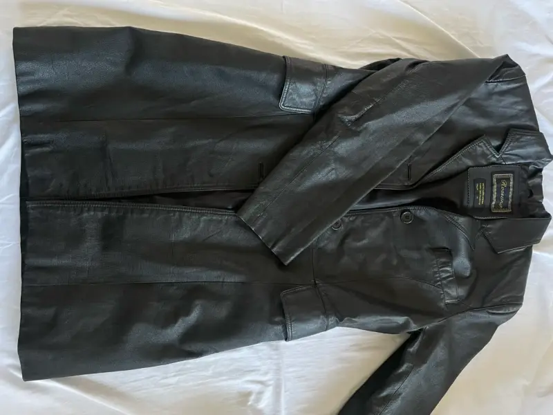 Abrigo de cuero negro Rossano talla M - 2