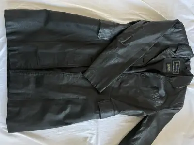 Abrigo de cuero negro Rossano talla M - miniatura 2