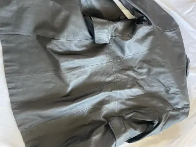 Abrigo de cuero negro Rossano talla M - miniatura 4