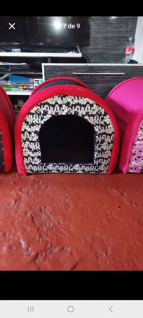 Cama para mascotas roja con diseño de lazo - 2