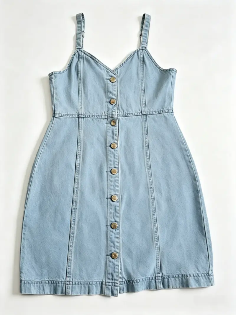 Vestido de mezclilla con botones para mujer - 3
