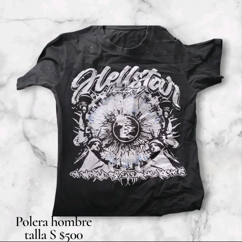 Polera negra Hellstar para hombre talla S