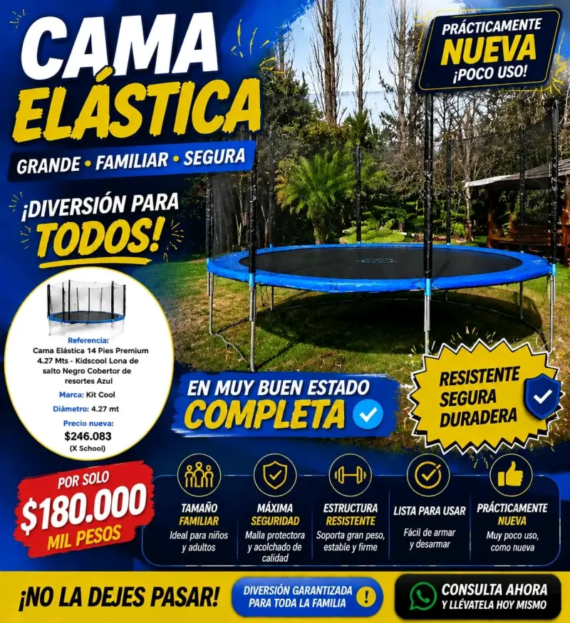Cama elástica 14 pies KidsCool casi nueva