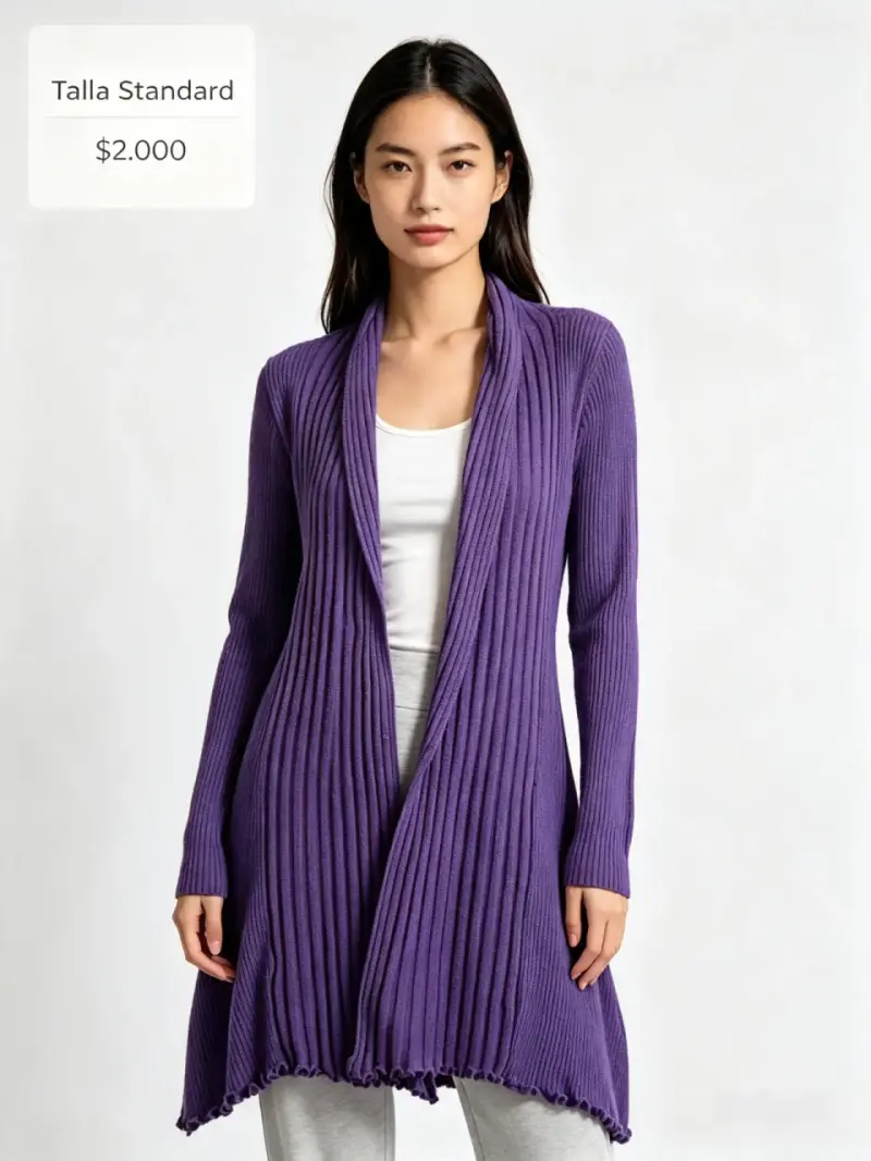 Cárdigan largo morado para mujer - 1