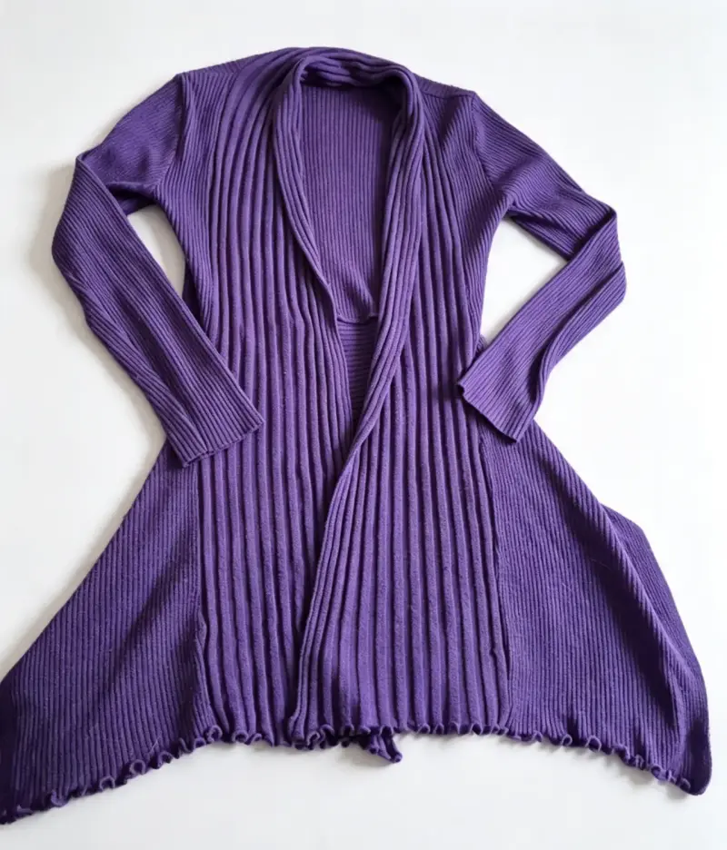 Cárdigan largo morado para mujer - 2