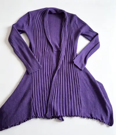 Cárdigan largo morado para mujer - miniatura 2