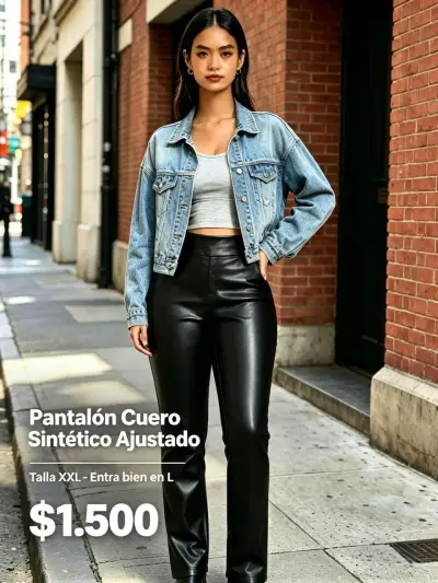 Pantalón de cuero sintético ajustado talla XXL - miniatura 1