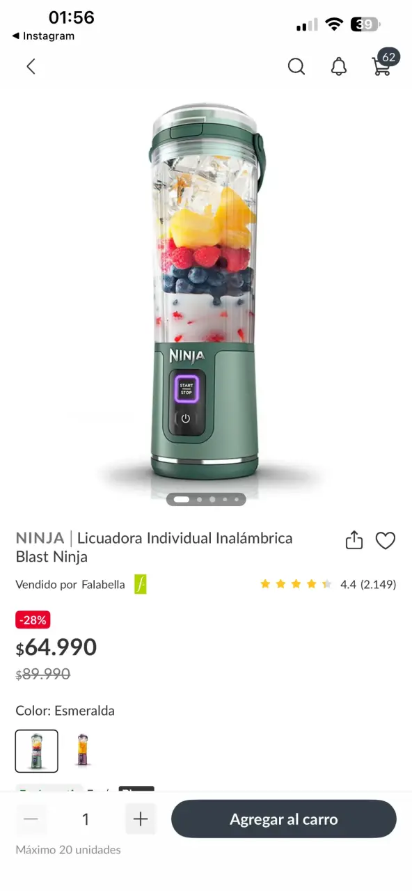 Licuadora Individual Inalámbrica Ninja Esmeralda - 3