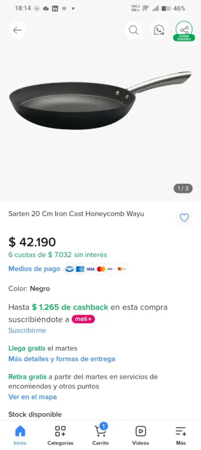 Sartén Hierro antiadherente con mango de acero - miniatura 5