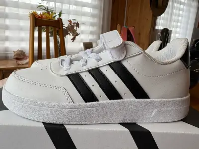 Zapatillas blancas para niños Adidas con velcro - miniatura 4
