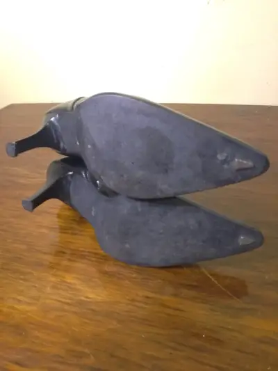 Botines de cuero negro con tacón para mujer - miniatura 4