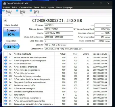 SSD Crucial BX500 240GB en buen estado - miniatura 2