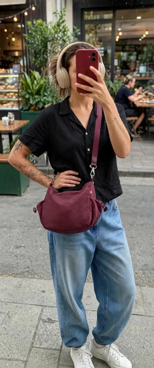 Cartera cruzada burdeos Bubba estilo casual - 1