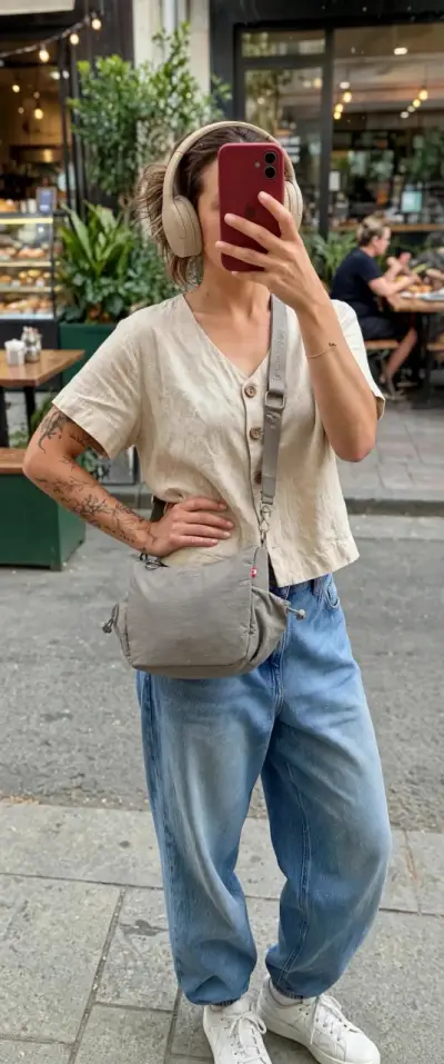 Bolso cruzado gris casual y versátil - miniatura 1