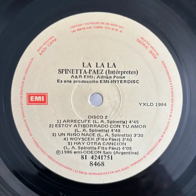 Vinilo Spinetta Fito Páez - La La La Original 1985 - 6