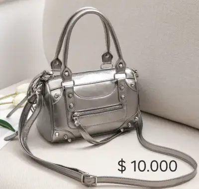 Bolso de mano plateado elegante - miniatura 1