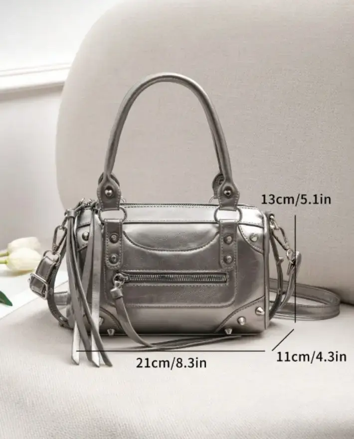 Bolso de mano plateado elegante - 2