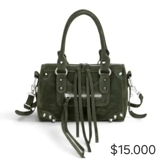 Bolso de mano verde con detalles metálicos - 1