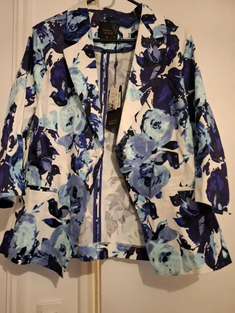 Blazer floral azul y blanco Lorenzo di Pontti XL - 1