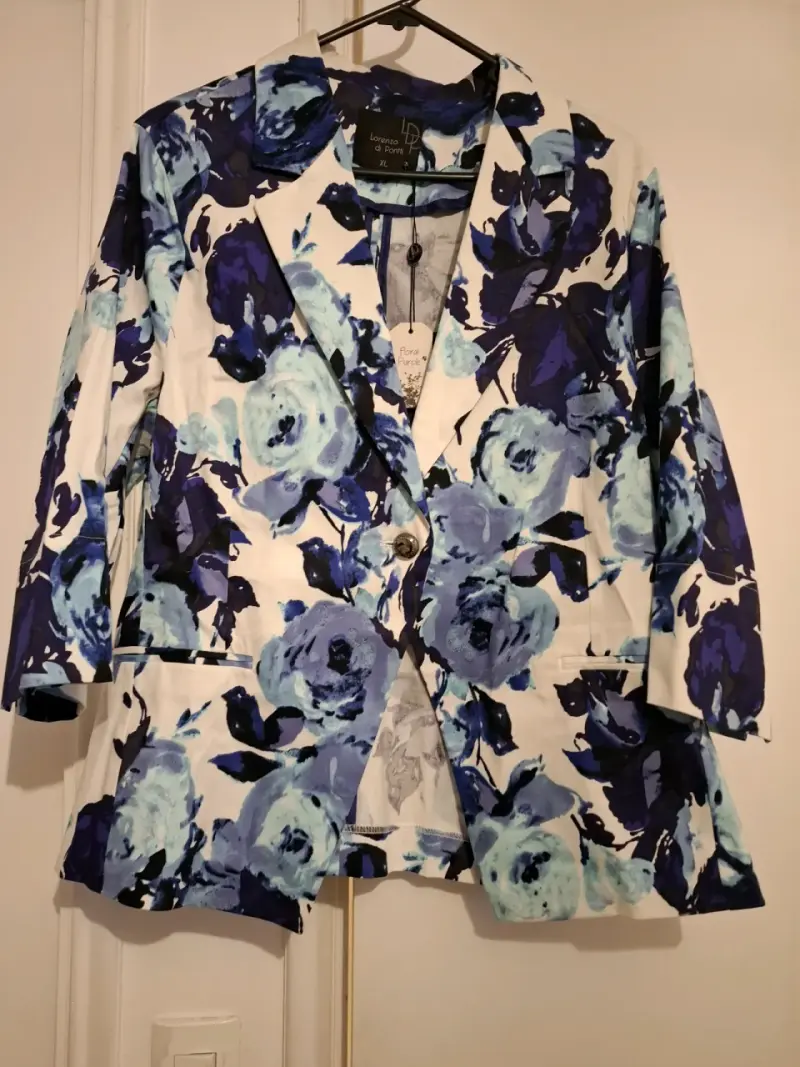 Blazer floral azul y blanco Lorenzo di Pontti XL - 2