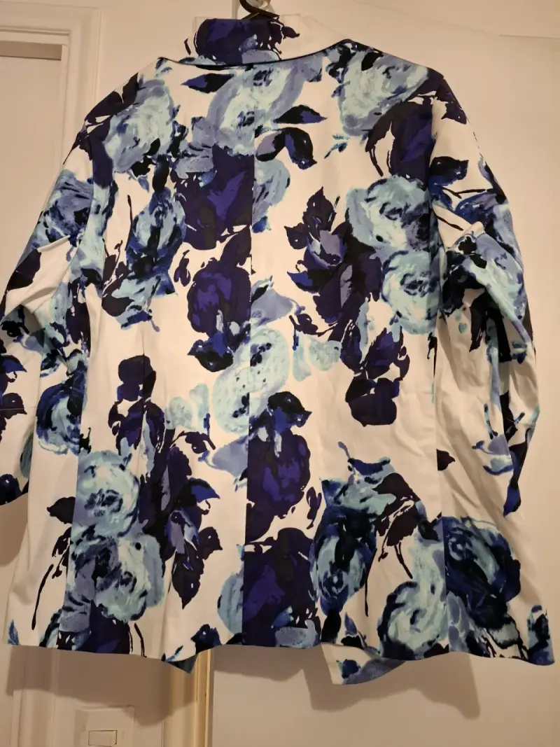 Blazer floral azul y blanco Lorenzo di Pontti XL - 3