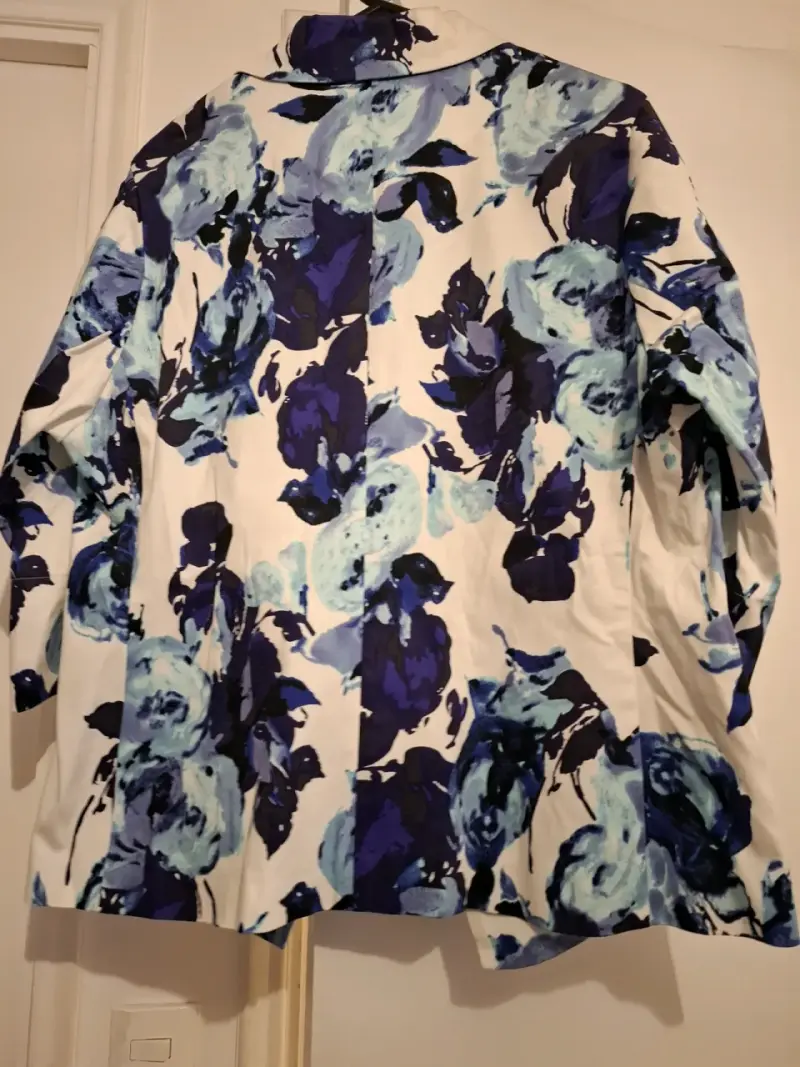 Blazer floral azul y blanco Lorenzo di Pontti XL - 4