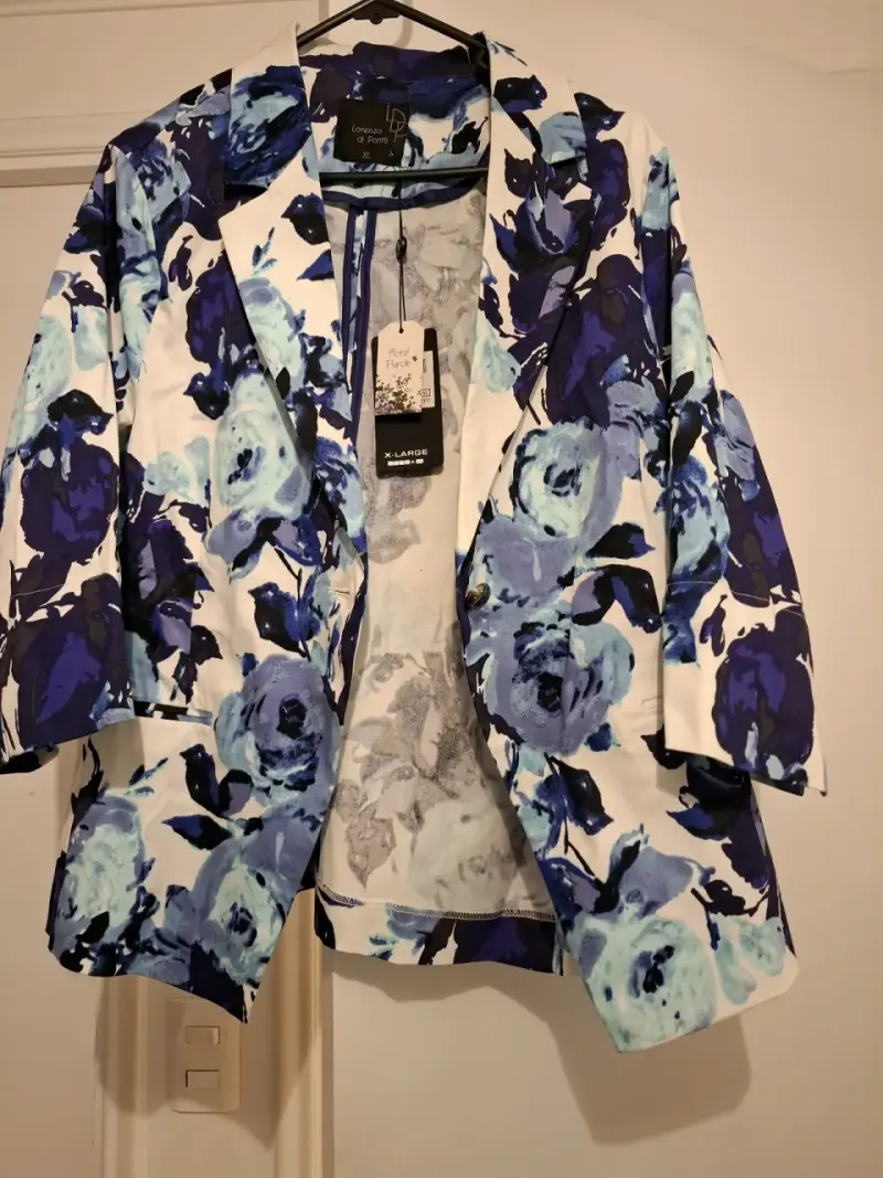 Blazer floral azul y blanco Lorenzo di Pontti XL - 5