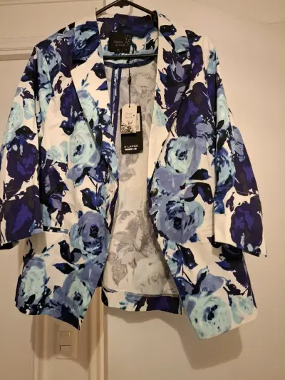Blazer floral azul y blanco Lorenzo di Pontti XL - miniatura 5