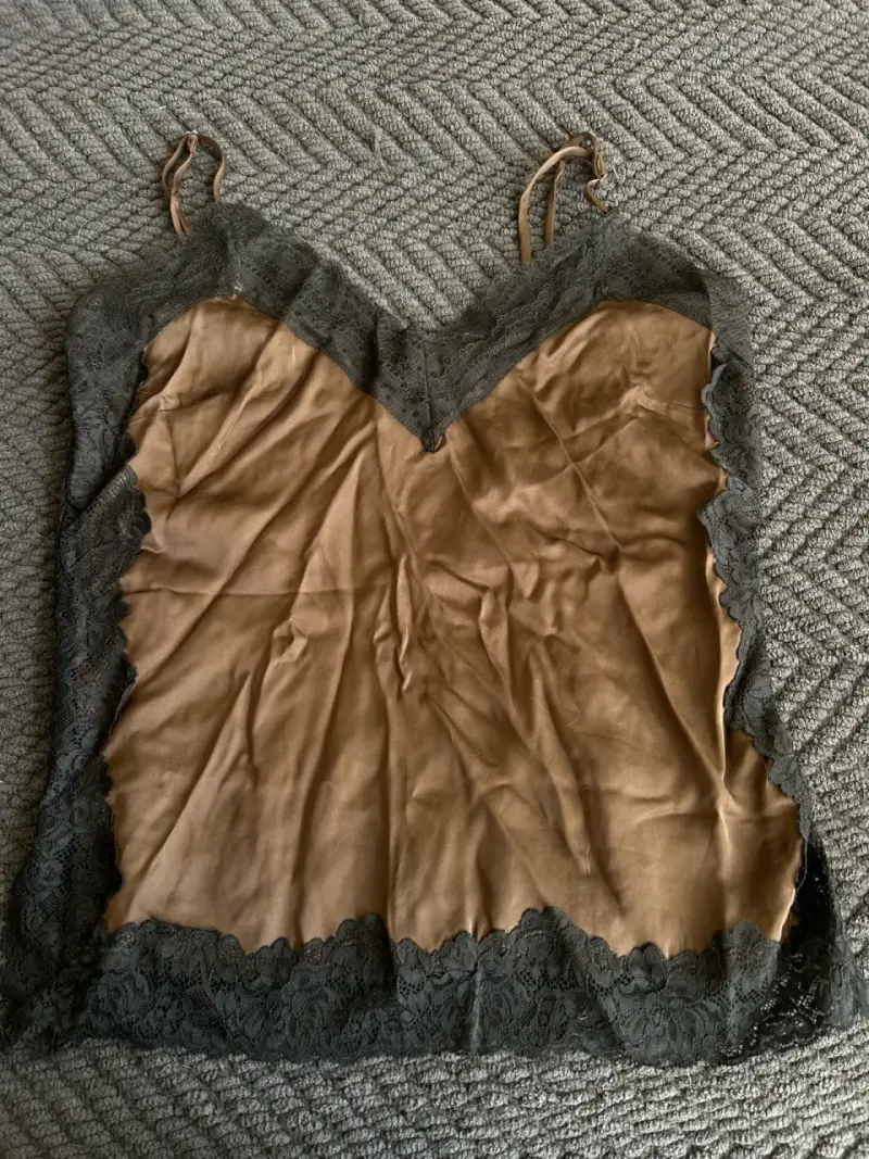 Lencera Foster de Encaje Negro y Beige Talla S - 1