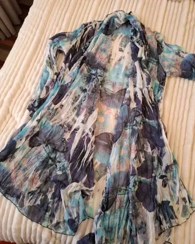 Kimono de gasa estampado floral multicolor - miniatura 1