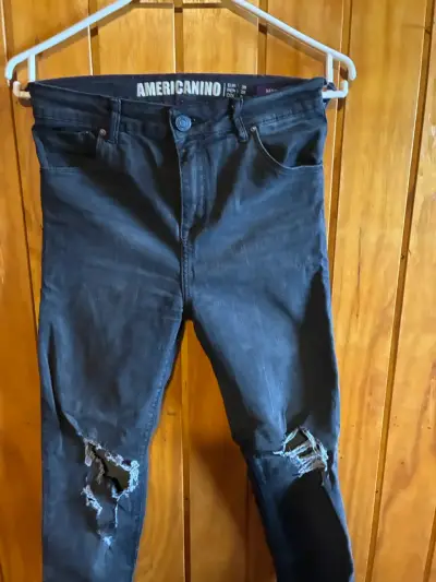 Jeans rasgados negros Americanino mujer talla 38 - miniatura 2