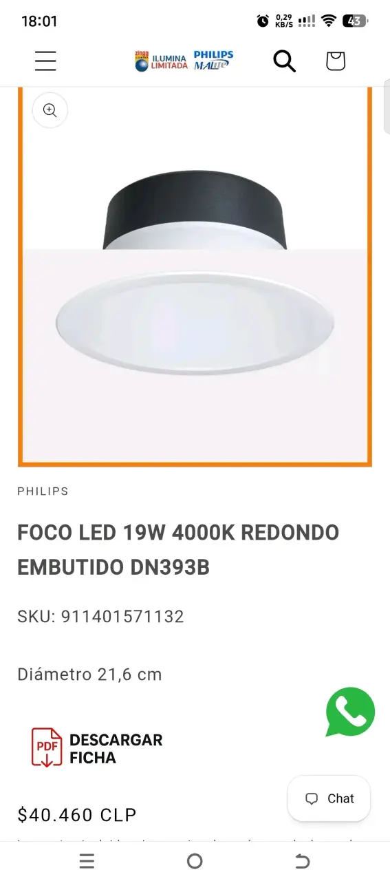 Foco LED Philips 19W 4000K Redondo - 1