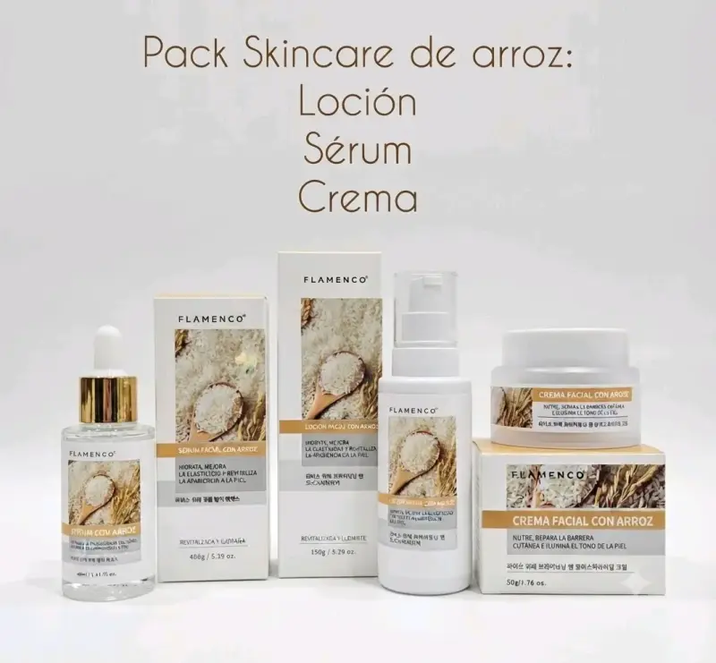 ✨Pack Skincare de Arroz Flamenco: Loción, Sérum y