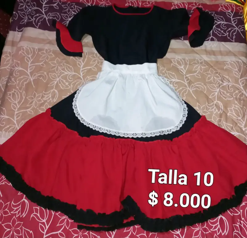 Vestido de huasa chilena talla 10 y 12 - 1