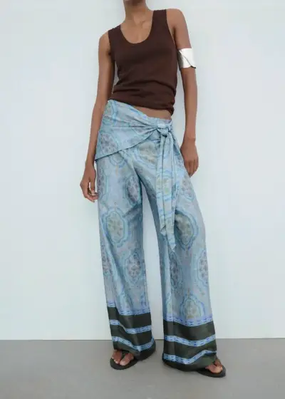 Pantalones anchos estampados Zara Satin - miniatura 2
