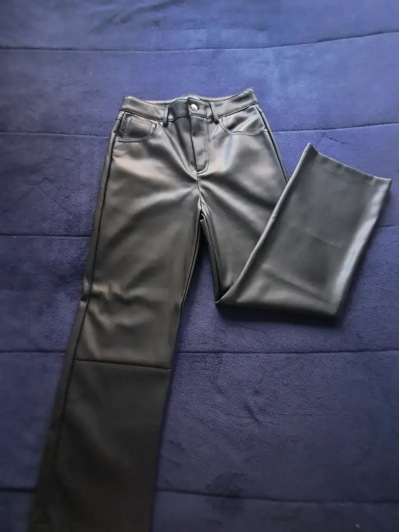 Pantalones de cuero sintético negro niña Zara - 1