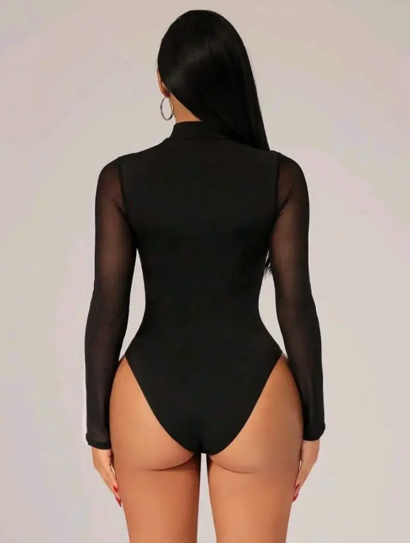 Body negro con transparencias para mujer - 2