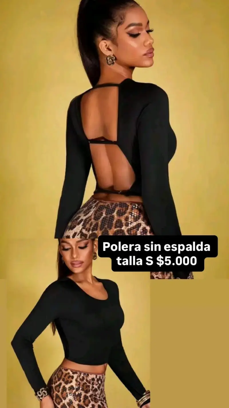 Polera sin espalda negra talla S