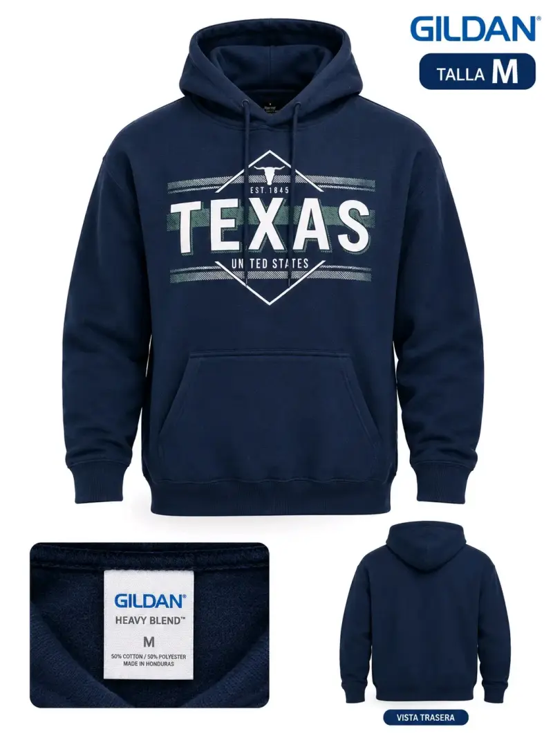 Polerón con capucha Texas azul marino talla M - 4