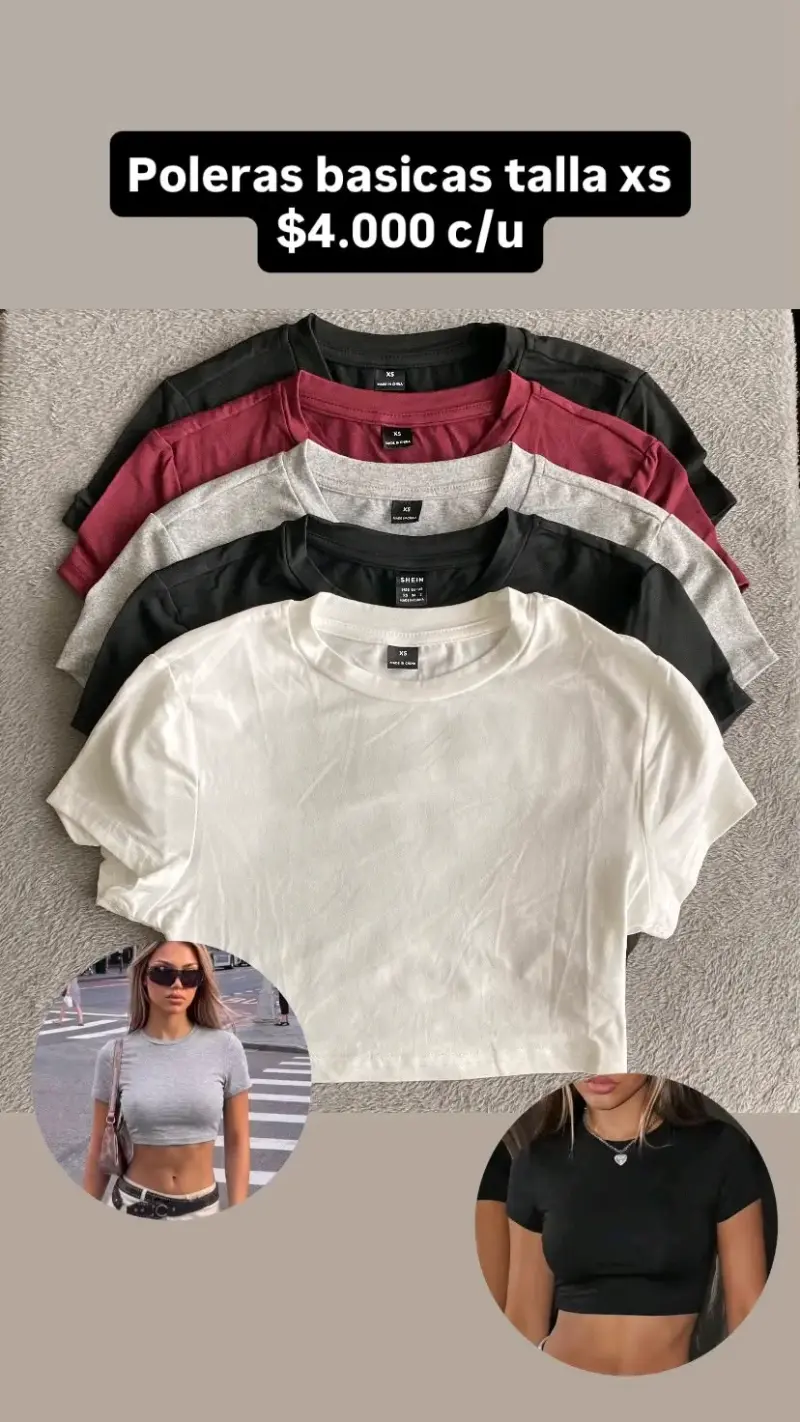 Poleras básicas en varios colores talla XS