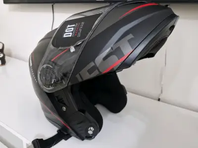 Casco modular Voss Conquest negro con visor - miniatura 1