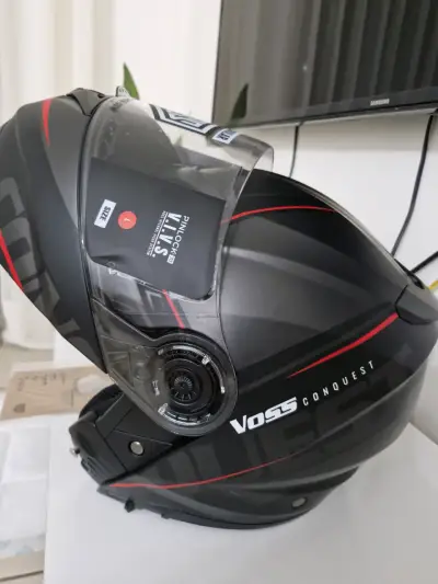 Casco modular Voss Conquest negro con visor - miniatura 3