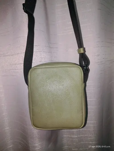 Bandolera de cuero Calvin Klein verde oliva - miniatura 4