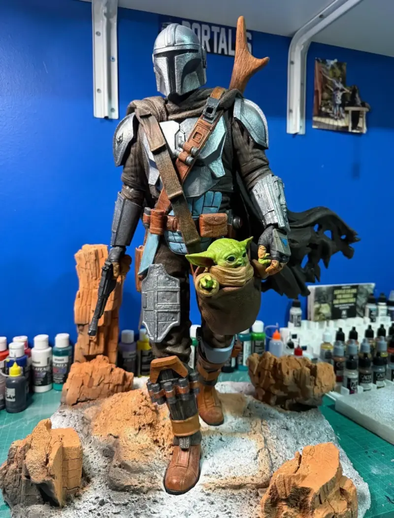 Figura de resina del Mandalorian y Grogu - 2